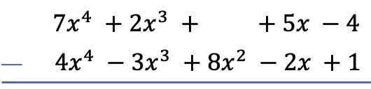 cómo se hace una resta de polinomios ejemplos
