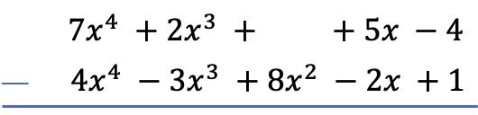 resta de polinomios ejemplos