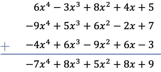 suma de 3 polinomios diferentes