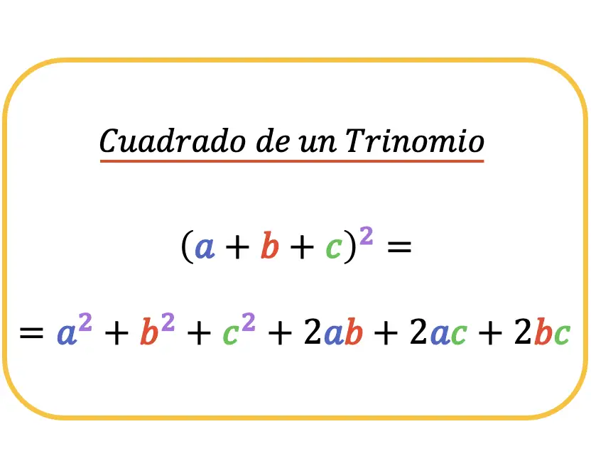formula de un trinomio al cuadrado
