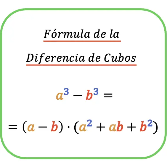 formula de la diferencia o resta de cubos